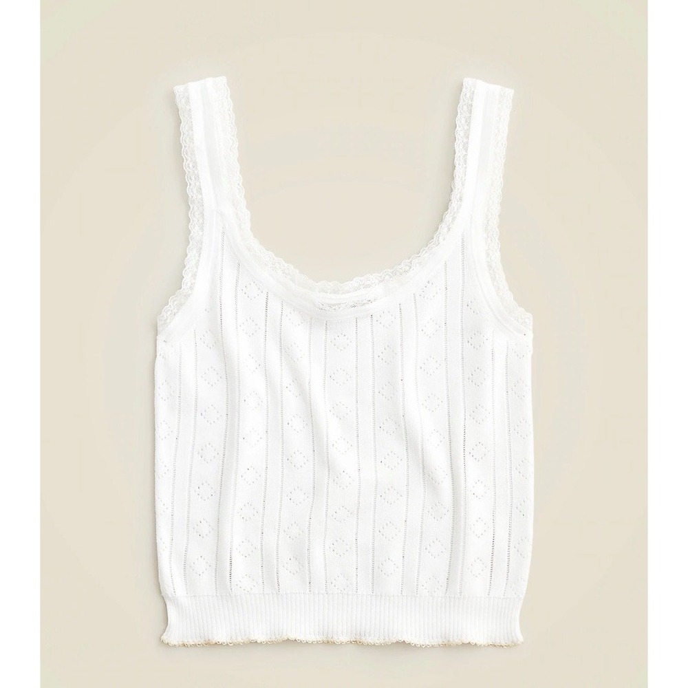 NWT J. Crew Sz S Pointelle Sweater-Tank Ultrafine Cotton in white $98